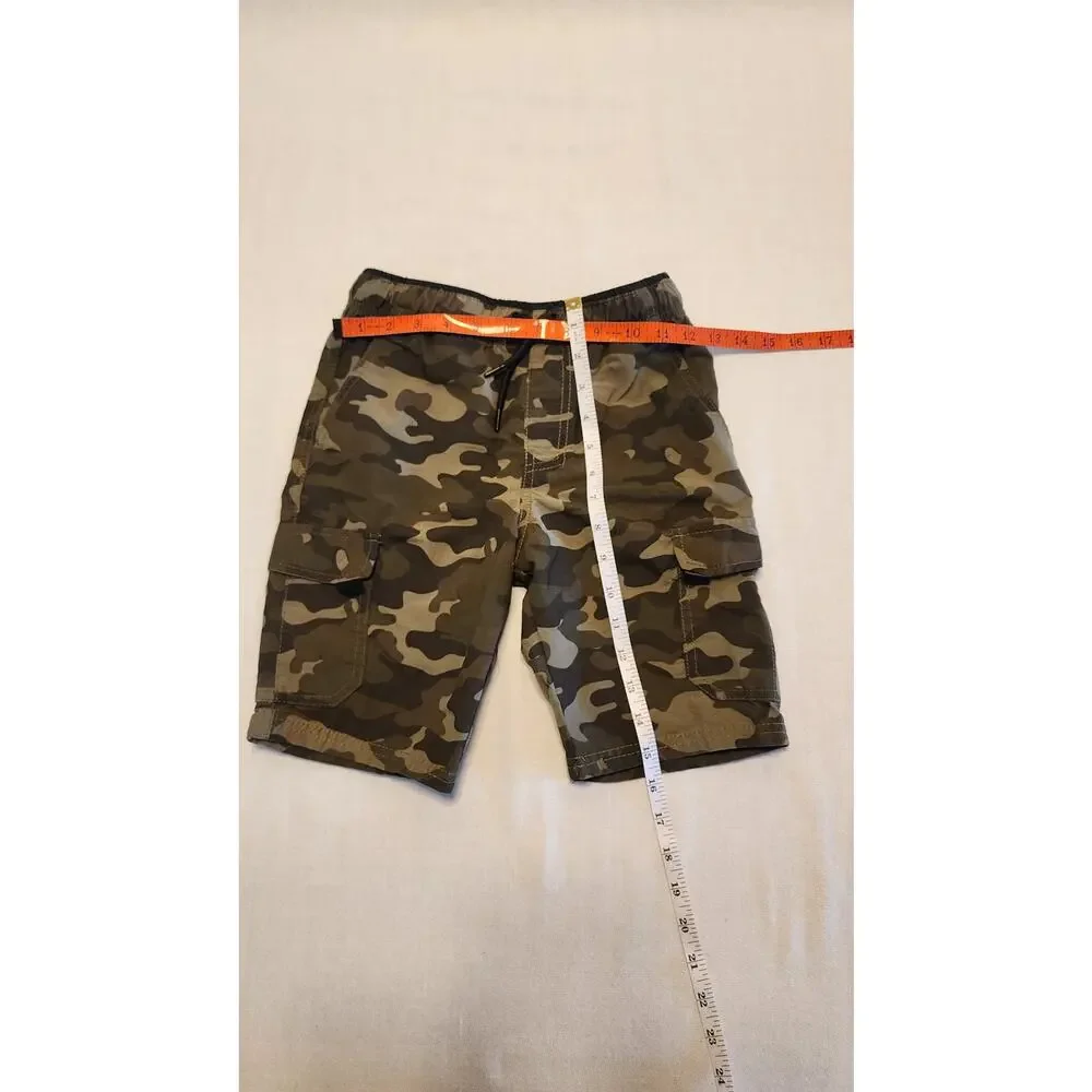 Boys Univibe Camo Pull-On Cargo Shorts Size Small Elastic Waistband Drawstring